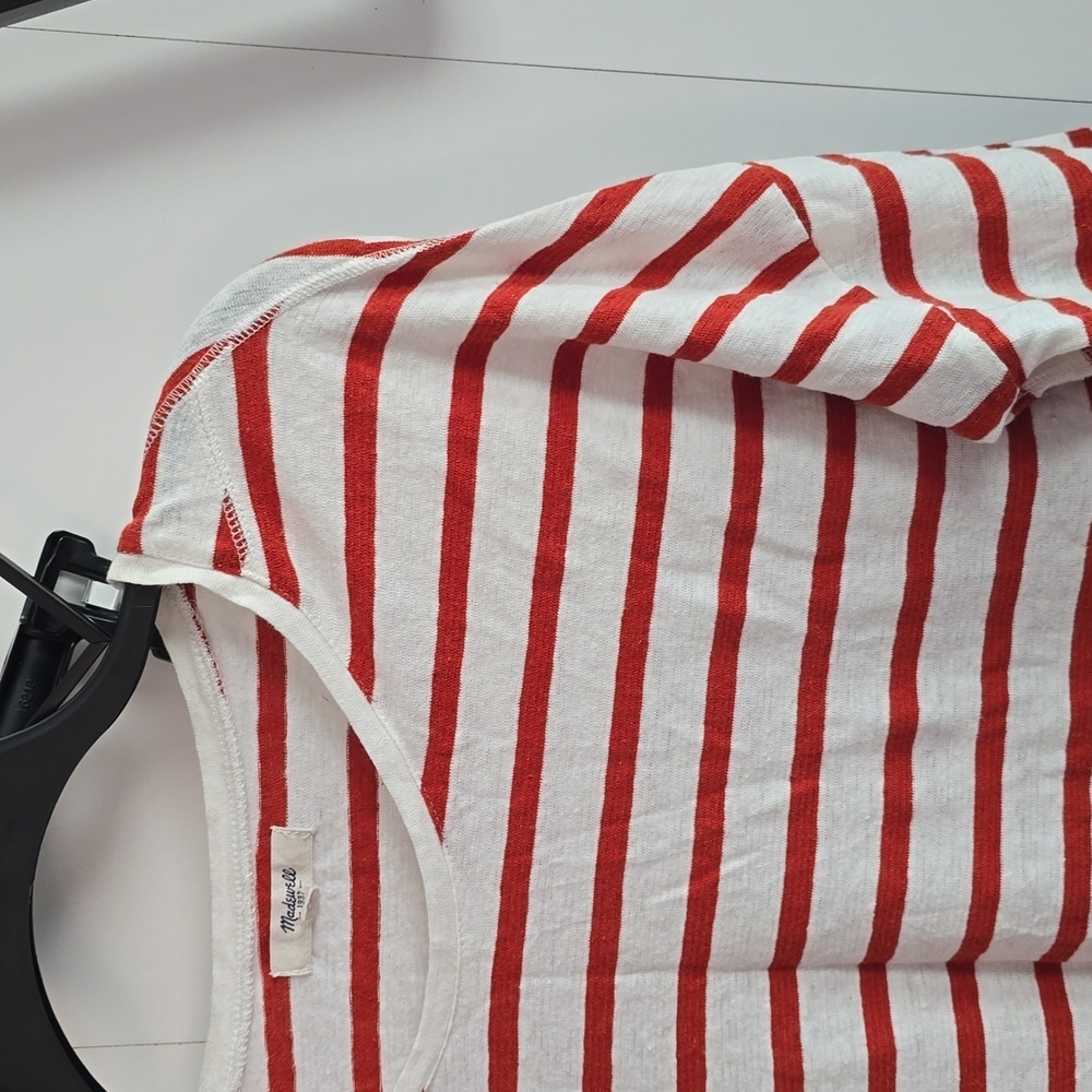 MADEWELL-Rust and White Striped Long Sleeve Shirt - Picture 4 of 10